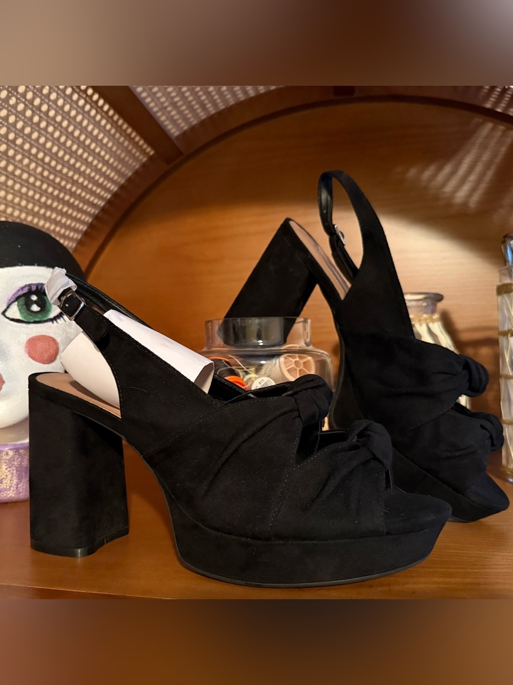 Nadia Platform Heel Black Vegan Suede - 11M